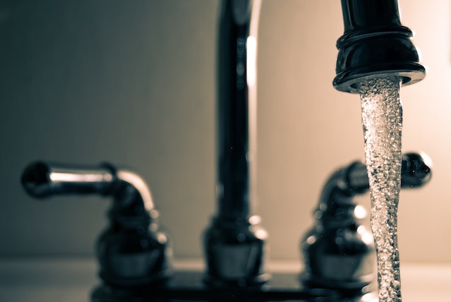 a sink with running water
