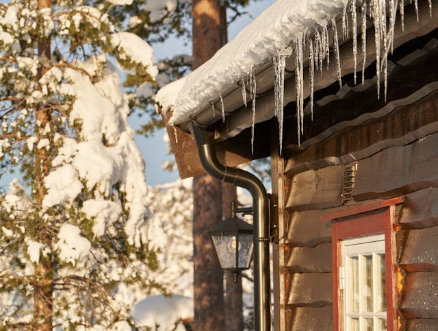 gutters filled with snow